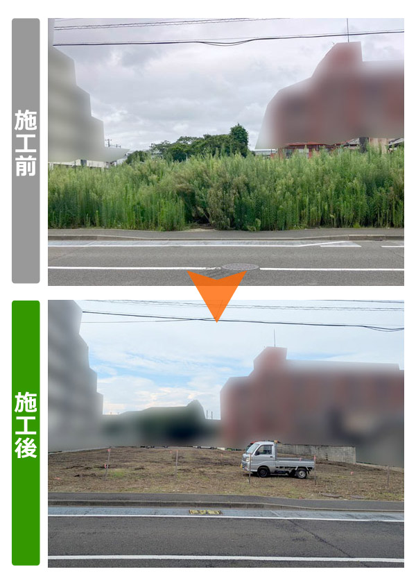 【仙台市若林区】400坪空き地の草刈り・迅速撤去(2026年8月)ビフォアアフター写真